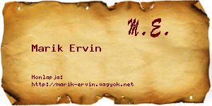 Marik Ervin névjegykártya